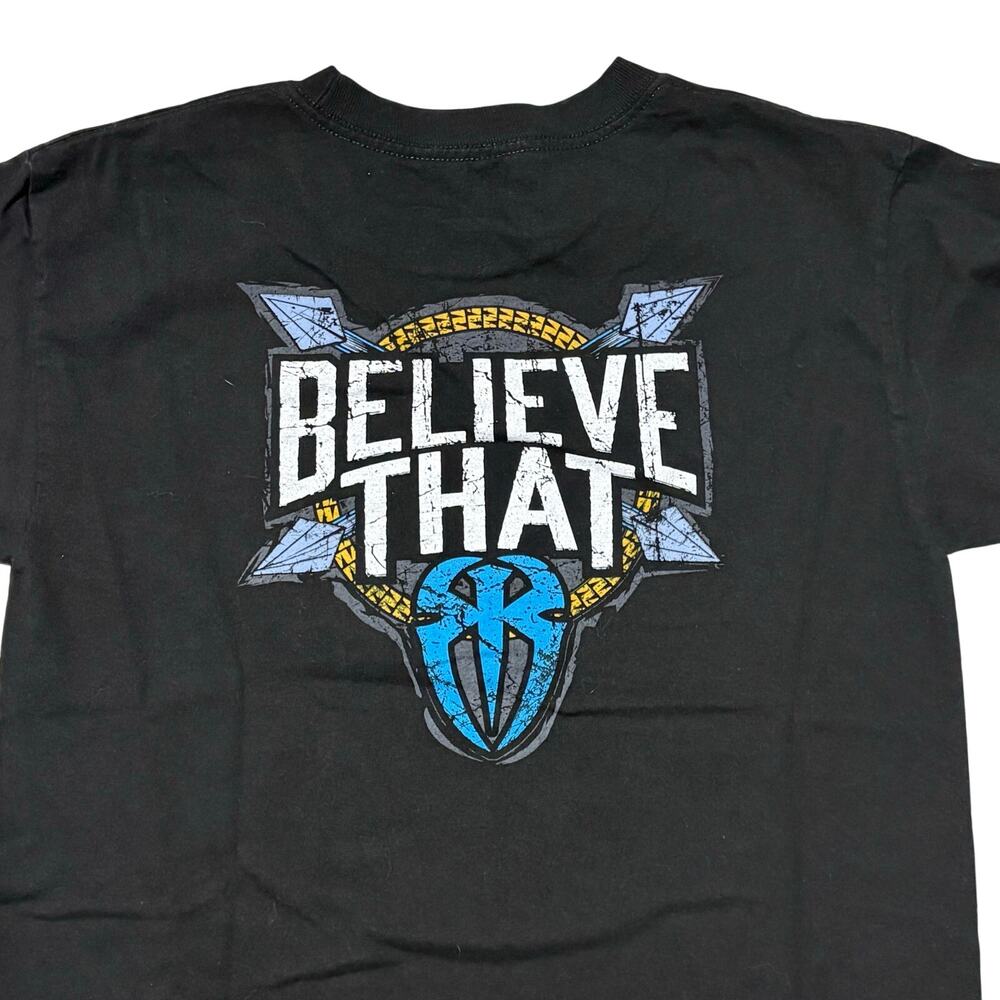Roman Reigns WWE Authentic Spare No One Spear Everyone Youth Large Black T-Shirt - Picture 5 of 7